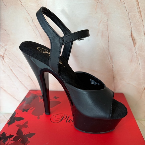 Pleaser Black Leather Platform Heels - Picture 4 of 7